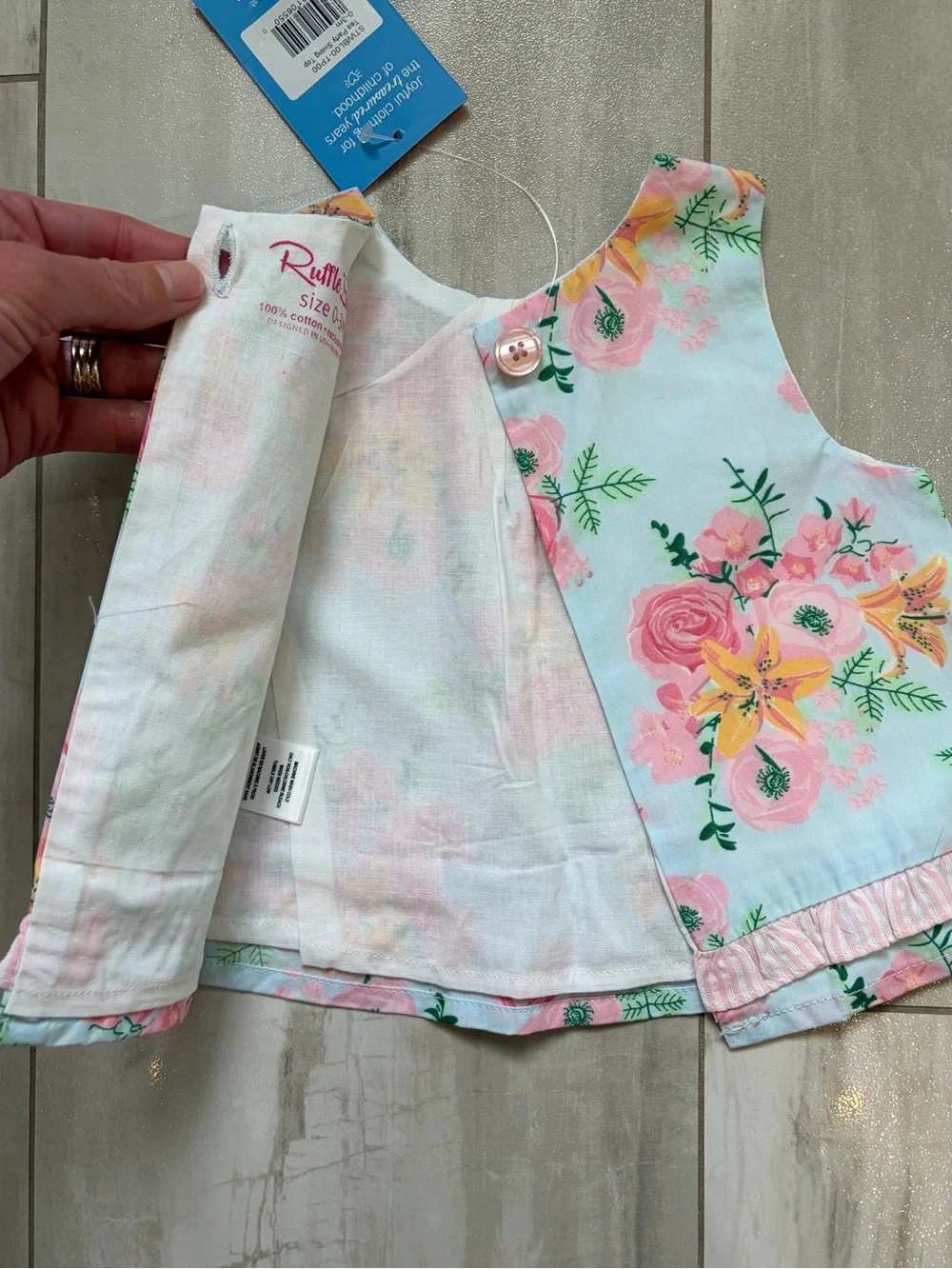 NWT RuffleButts Cottage Tea Time Cotton Swing Top & Woven Bloomers Set Girl 0-3M
